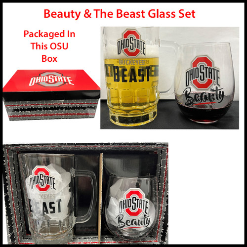 This Beauty & Beast Glass Set Makes A Great Gift For Any Buckeye Couple!