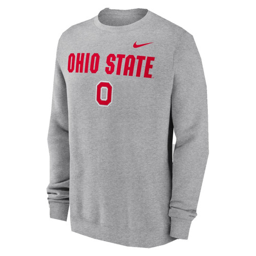 Ohio State Nike Gray Fleece Block O Crew. - College Traditions