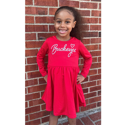 Ohio State Red Toddler Long Sleeve Dress.