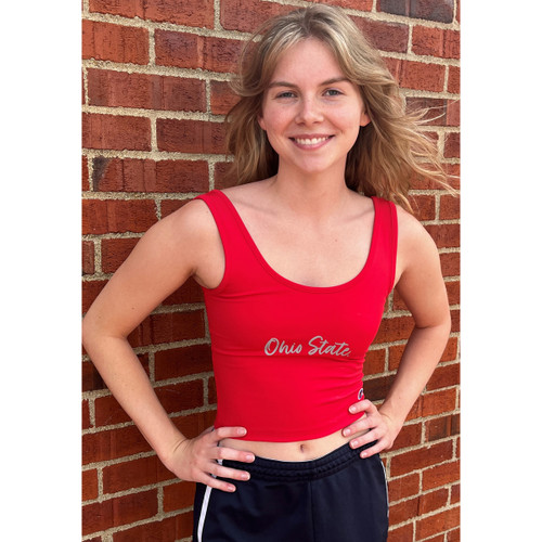 Ohio State Women's White V-Neck Crop Varsity Sweater. - College