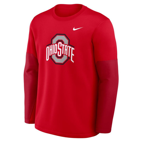 Ohio State Nike Red Mid Weight Coaches Long Sleeve Crew.