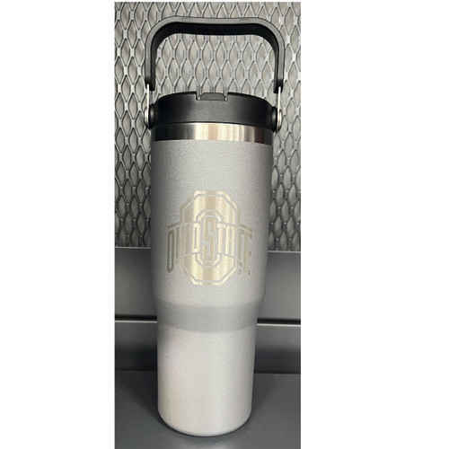 Ohio State Gray 30oz Stainless Steel Bottle w/Swivel Handle.