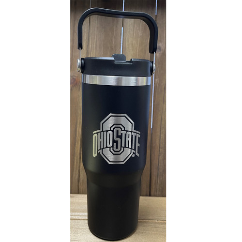 Ohio State Black 30oz Stainless Steel Bottle w/Swivel Handle.