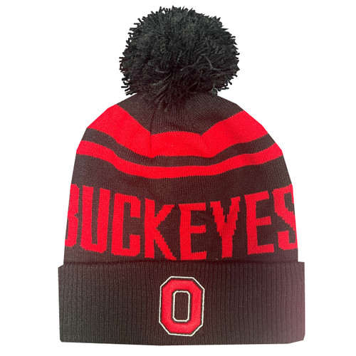 Ohio State Black/Red Buckeyes Knit Hat w/Pom