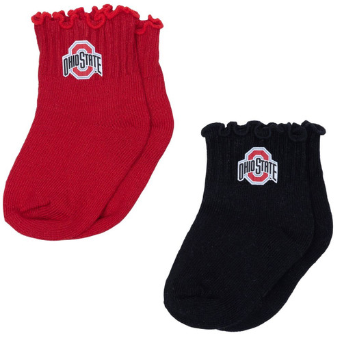 Ohio State 2 Pack Infant Lettuce Hem Socks
