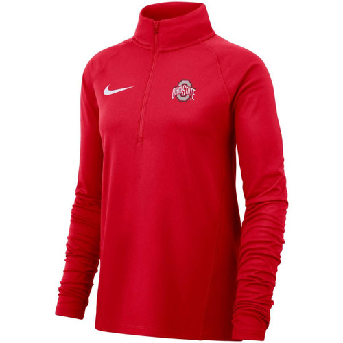 Ohio State Women's Red 1/2 Zip Long Sleeve Fleece.