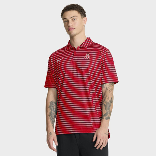 Ohio State Nike Red/Black/Gray Stripe Tour Polo.