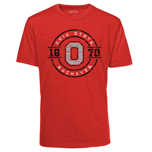 Ohio State Youth Red Tri-Blend Circle Graphic Tee.