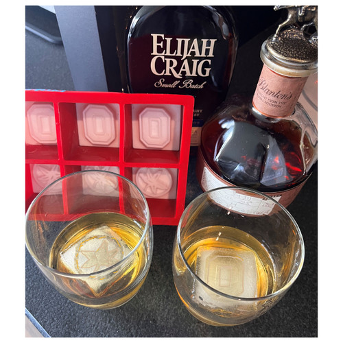 6 Ohio State Large Ice Cube Molds. (3 Buckeye Leaves, 3 Block O's)
