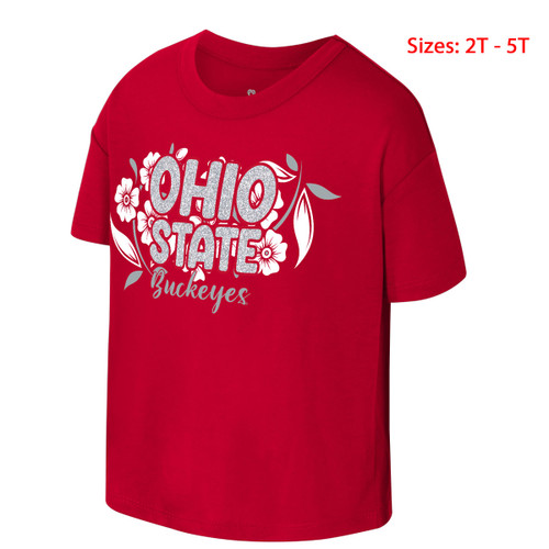 Ohio State Colossuem Red Toddler Grace Glitter Top.