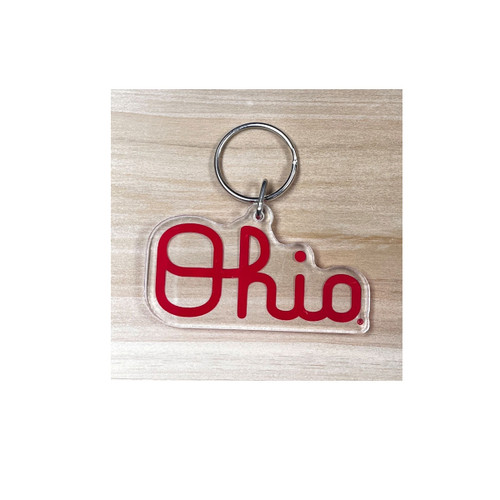 Ohio State Lucite Script Ohio Keychain