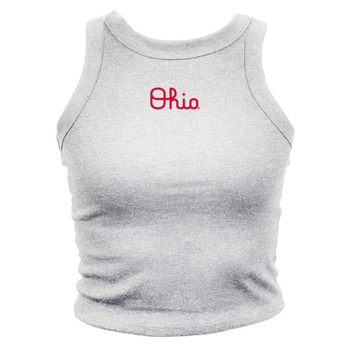 Ohio State Where I'M From Women's White High Neck Crop Tank w/Script.