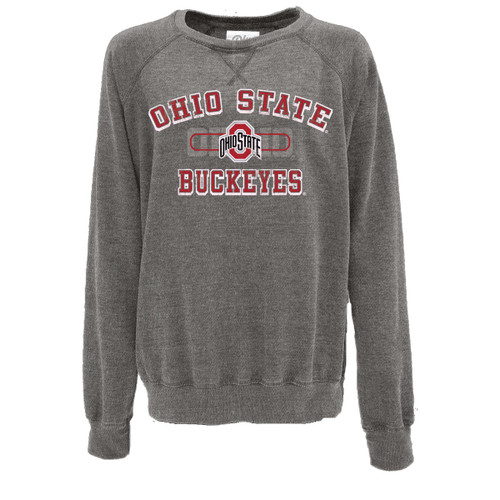 Ohio State Blue 84 Women's Charcoal Burn Out Crew.