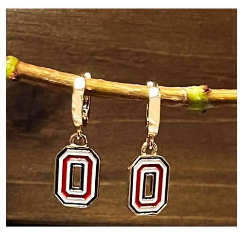 Ohio State Gold Hug Hoop Block O Earrings