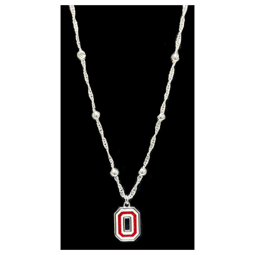 Ohio State Glitter Enamel Logo Necklace