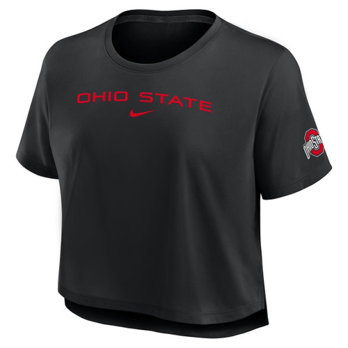 Ohio State Nike Womne's Black Crop Swoosh.