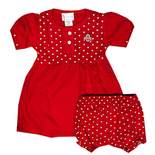 Ohio State Infant Heart Dress w/Bloomers.