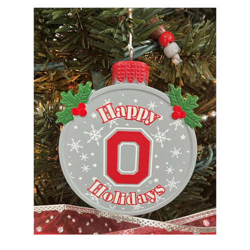 Ohio State Gray Coaster Ornament.