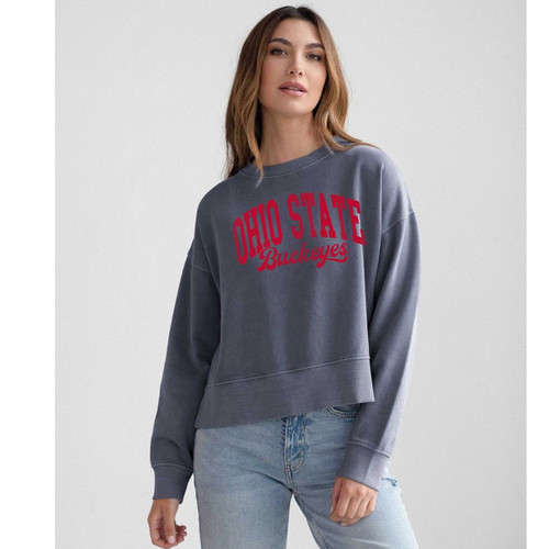 Ohio State Chicka-d Women's Dark Gray Malibu Crop Crew.
