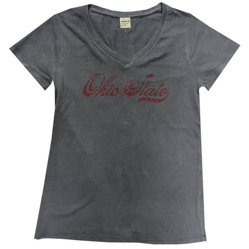 Ohio State Women's Smoke Rhinestone V-Neck.