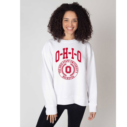 Ohio State Chicka-D Women's White Sunset Crew Sweater.
