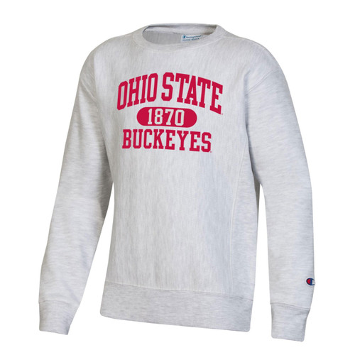 Ohio State Youth Ash Reverse Weave Crew.
