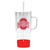 40 oz Clear & Red Cafe Borosilicate Glass Travel Mug