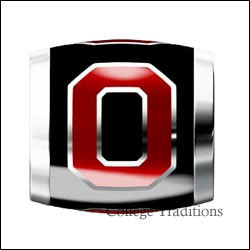 Red Block O on Black Bead - College Traditions