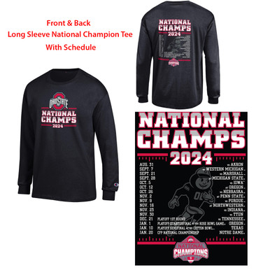 Ohio State Black Long Sleeve National Champion Shirt With Schedule
