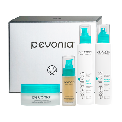 Pevonia Sensitive Skin Cleanser and Lotion, Soothing Propolis Concentrate, and Soothing Sensitive Skin Cream with Gift Box