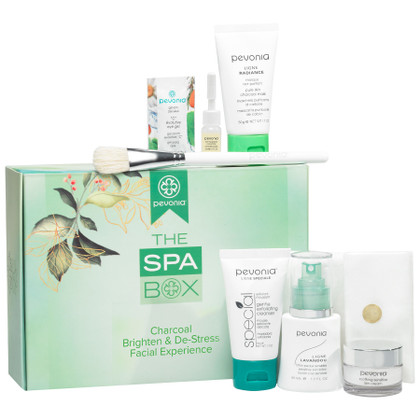 Pevonia Spa Box with Pure Skin Charcoal Mask plus Deluxe Trial Size and Sample products