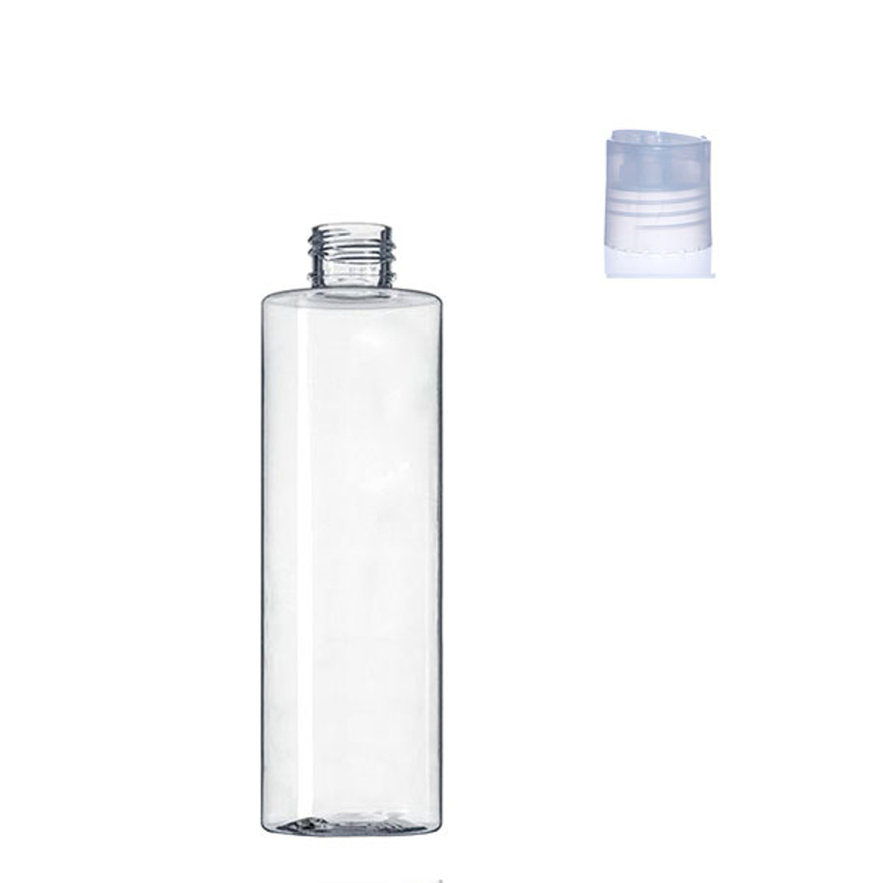 8 oz 250 ml Clear PET Cylinder Round Plastic Bottle, with Neck