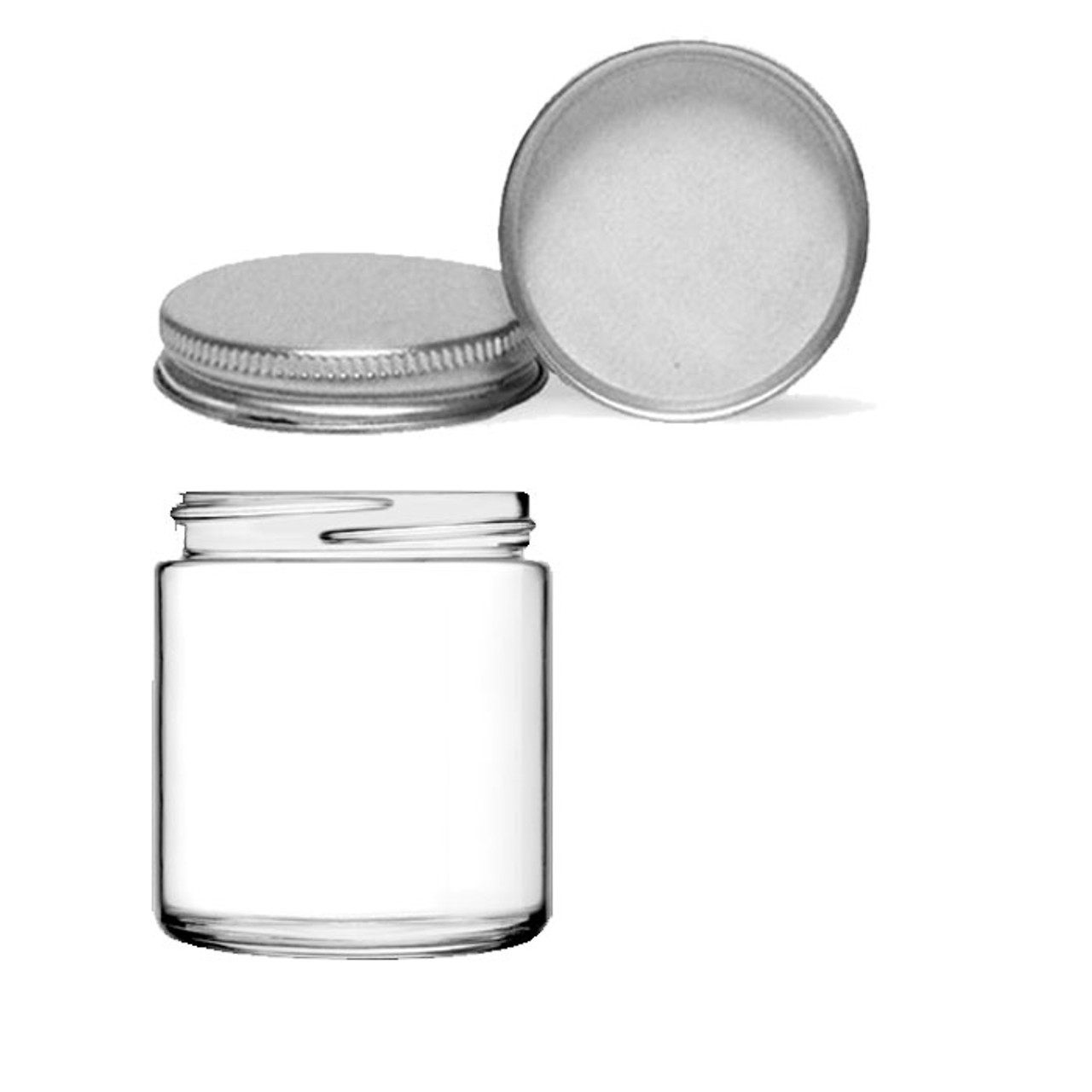 16 oz Clear Straight Sided Glass Jar with Black Lid