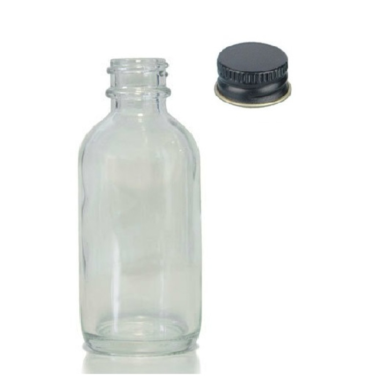 2 oz. Clear Boston Round Glass Bottle, 20mm 20-400