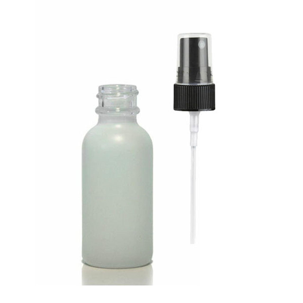 16 oz Clear Glass Boston Round Bottle with Black Cap