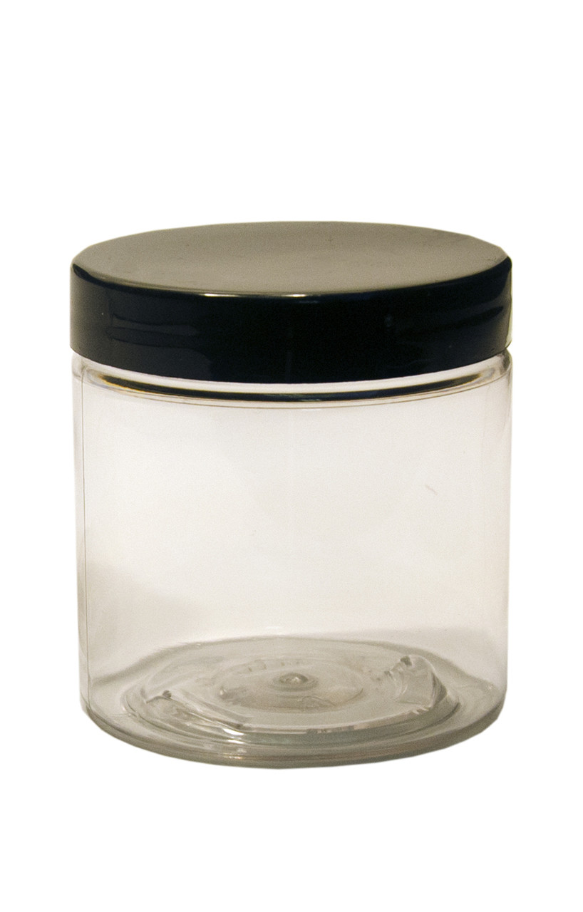 4oz (120ml) Clear Straight Sided Plastic Jar (PET) with Black Cap