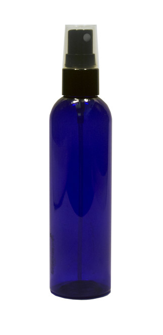 240 ml (8oz.) Blue PET Plastic Bullet Bottle with Black Sprayer