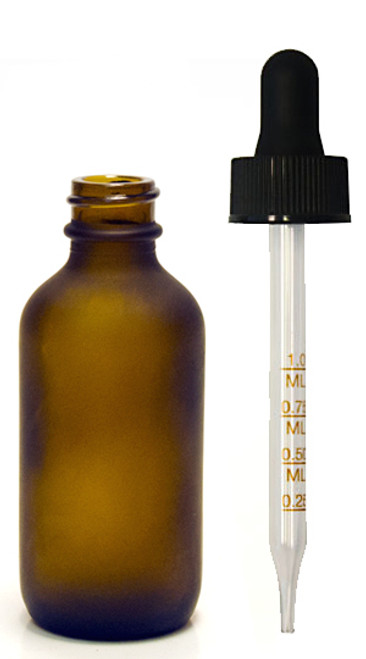 60ML (2oz) Frosted Amber Boston Round Bottle W/ Graduated Dropper