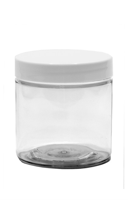 Case250 of 4oz (120ml) Clear Straight Sided PET Jar with White Cap