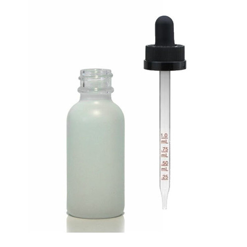 60ML (2oz) White Coated Clear Boston Round with Graduated black dropper