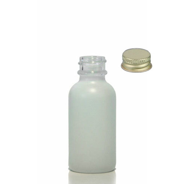 30ML (1oz) White Coated Boston Round Bottles with Gold Metal Cap