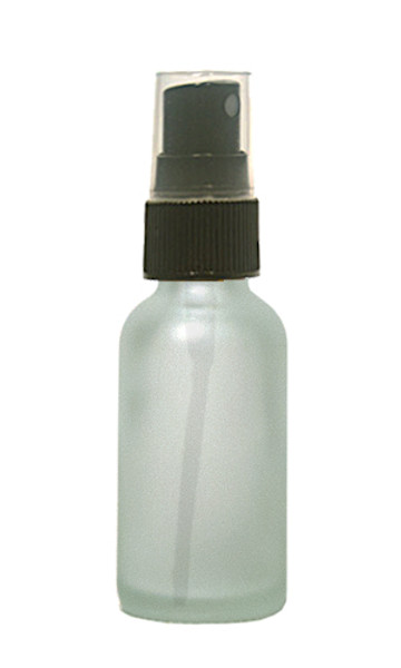 30ML (1oz) Frosted Clear Boston Round Bottles with Black Fine Mist Sprayer