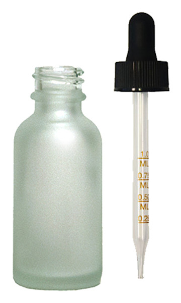 60ML (2oz) Frosted Clear Boston Round Bottle W/ Graduated Dropper