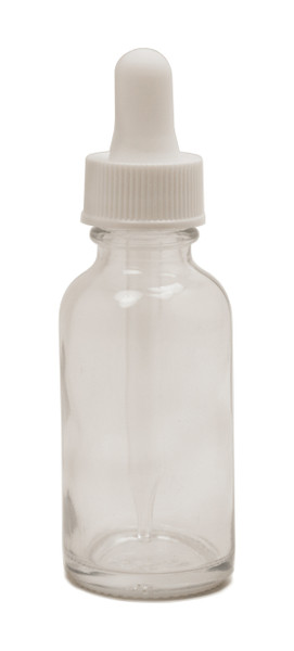 30ML (1oz) Clear Boston Round Bottle With White Regular Dropper