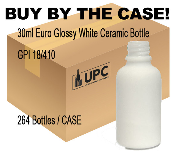 30ML (1oz) White Ceramic Euro Bottle case-264 bottles