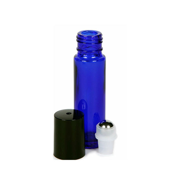 1/3 oz (10ml) Cobalt Blue Glass Roll on Bottles w/ METAL Roller Ball and Cap