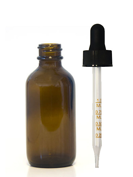 60ml (2oz) Amber Boston Round Bottle with graduated dropper