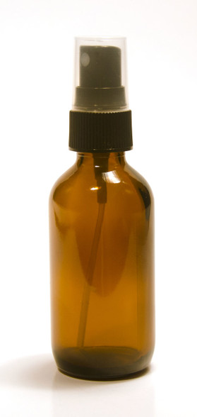 Case(80) X 60 ML (2 oz) Amber Boston Round Bottle W/ Fine Mist black sprayer