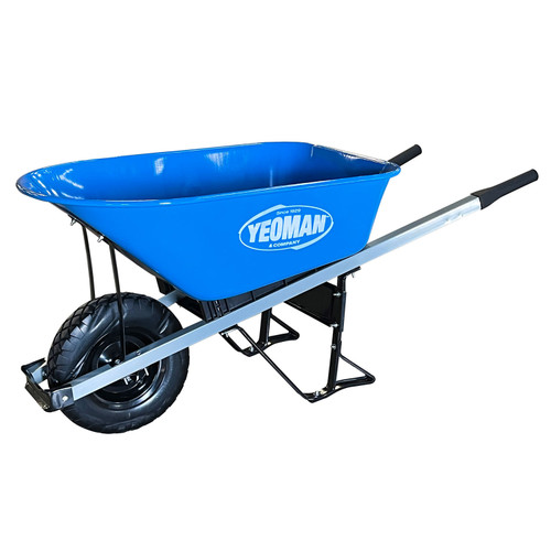 6 cu ft Poly Wheelbarrow, wood handle - Yeoman & Company