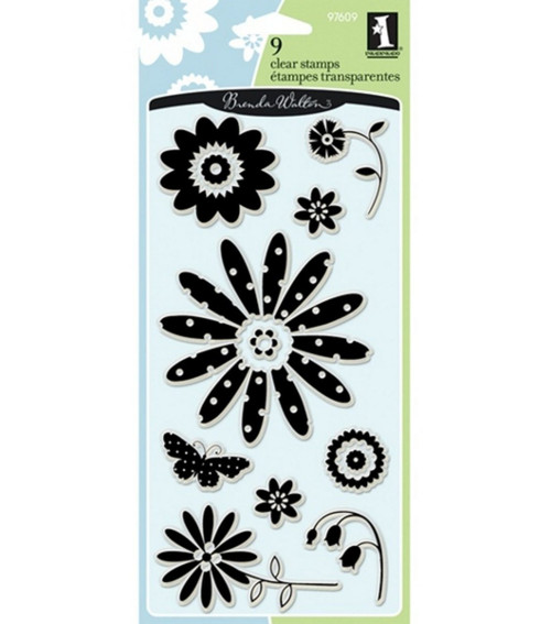 Brenda Walton Pretty Flowers Clear Cling Stamps by Inkadinkado